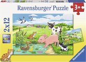 Ravensburger puzzel Jonge dieren op het platteland - 2x12 stukjes - kinderpuzzel