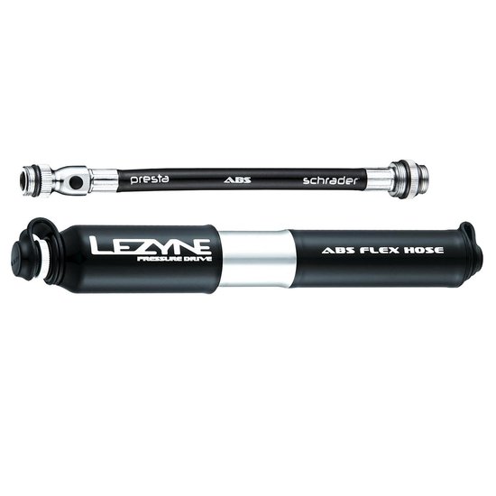 Lezyne Pressure Drive - Handpomp - Fietspomp - Tot 8.3 bar - ABS Flex Hose - Presta en Schrader ventielen - Aluminium - Maat S - Zwart