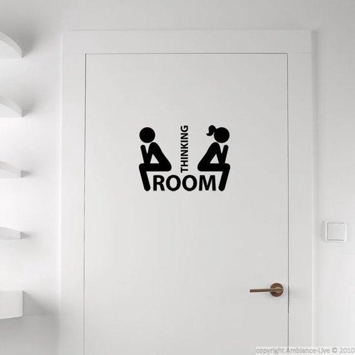 Products4You Muur/Deur Sticker Wc - Thinking Room Wit