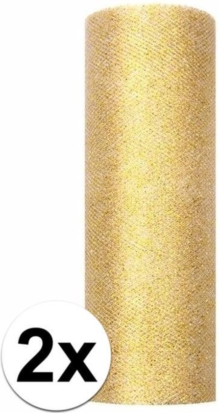 lip Slagschip Mening 2x rollen Glitter tule stof goud 15 cm breed | bol.com