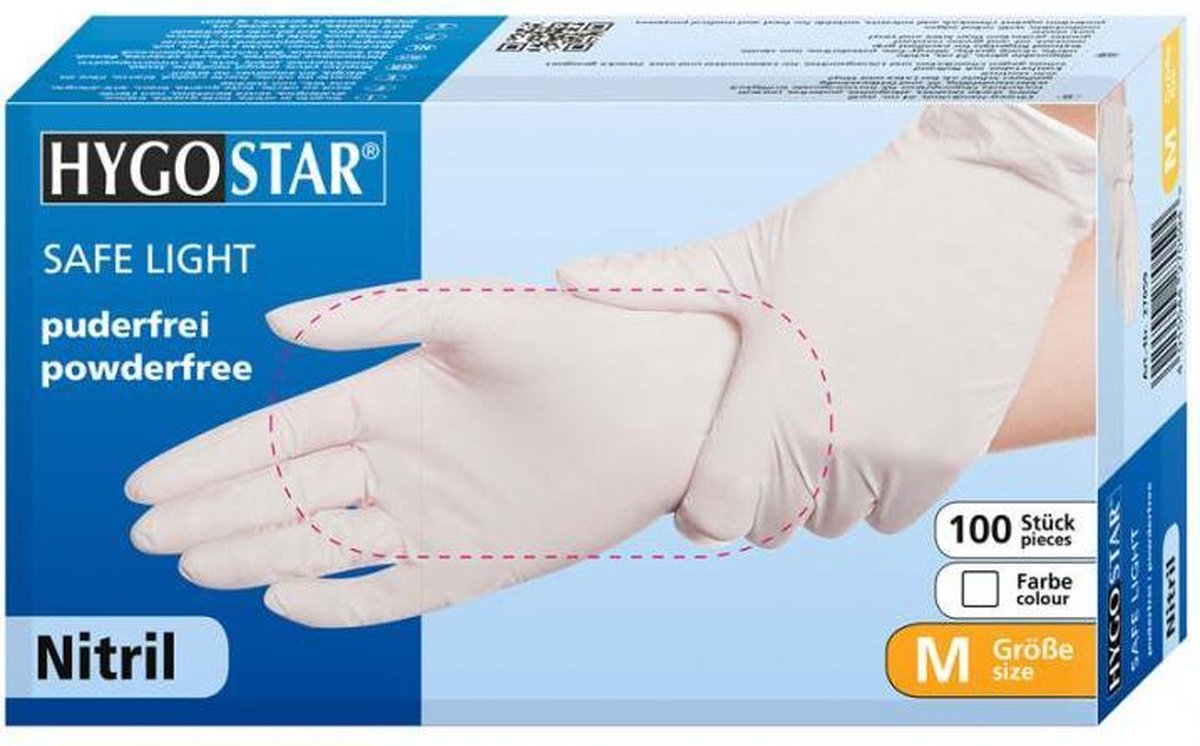 Hygostar wegwerp handschoenen nitril poedervrij wit - maat M - 100 stuks - Hygostar