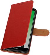 Zakelijke PU Leder Bookstyle Hoesje voor Huawei P Smart Rood