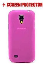 Silicone gel hoesje hot pink roze S4 mini I9195 + screenprotector