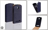 LELYCASE Vintage Flip Case Leder Hoesje HTC Desire 500 Navy