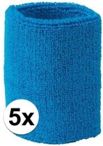 5x Aqua blauw zweetbandje voor pols - zweetbandjes