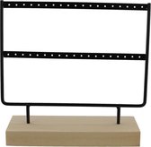 Sieradenhouder - Display voor Sieraden - Oorbellenrek - Hout en Metaal - 23x22x7 cm - Zwart