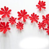3D Bloemen - Muurdecoratie - 10 Blad Rood