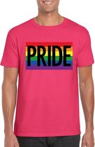 Regenboog vlag Pride shirt roze heren 2XL