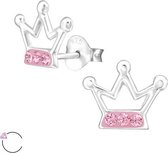 Princess Oorbellen Crown - 925 Zilver E-Coating - Swarovski® - 10x8mm