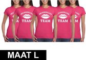 5x Vrijgezellenfeest Almost Married fun t-shirt roze voor dames Maat L