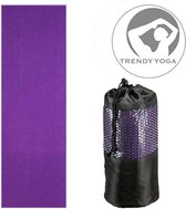 Trendy Yogamat Toalha Handdoek - wasbaar - 183 cm lang x 63 cm breed x 2 mm dik - Paars - incl. draagtas