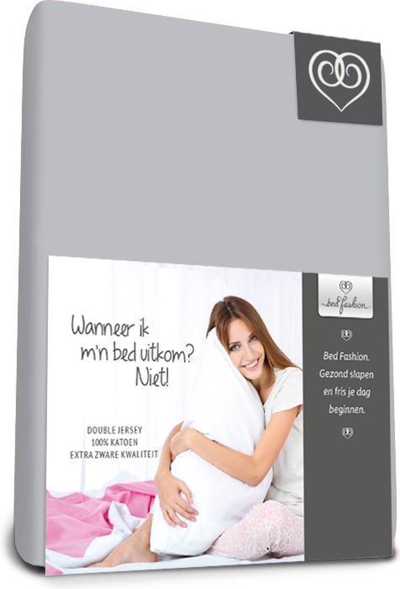 Bed-Fashion Double Jersey hoeslaken extra zwaar 90 x 200 cm zilver grijs