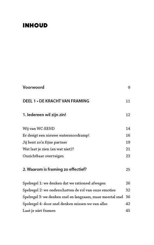 Inhoudsopgave met secties en paginanummers.