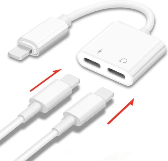 Lightning Compatible 2 in 1 Splitter Audio Adapter Opladen