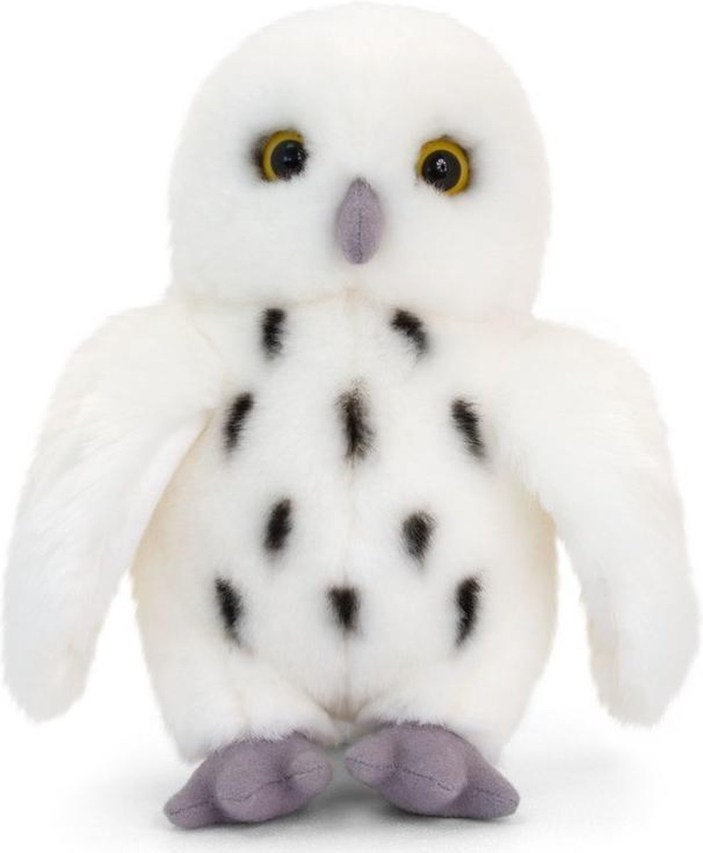 Keel Toys pluche sneeuwuil wit uilen knuffel 28 cm - bosdier knuffeldieren - Speelgoed voor kind - Keel Toys