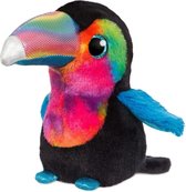 Pluche zwarte toekan knuffel 18 cm - Toekan vogels dieren knuffels - Speelgoed voor peuters/kinderen