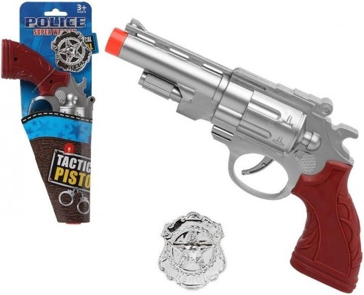 Pistolet jouet Police 27 cm - Pistolet jouet habillé argent | bol.com