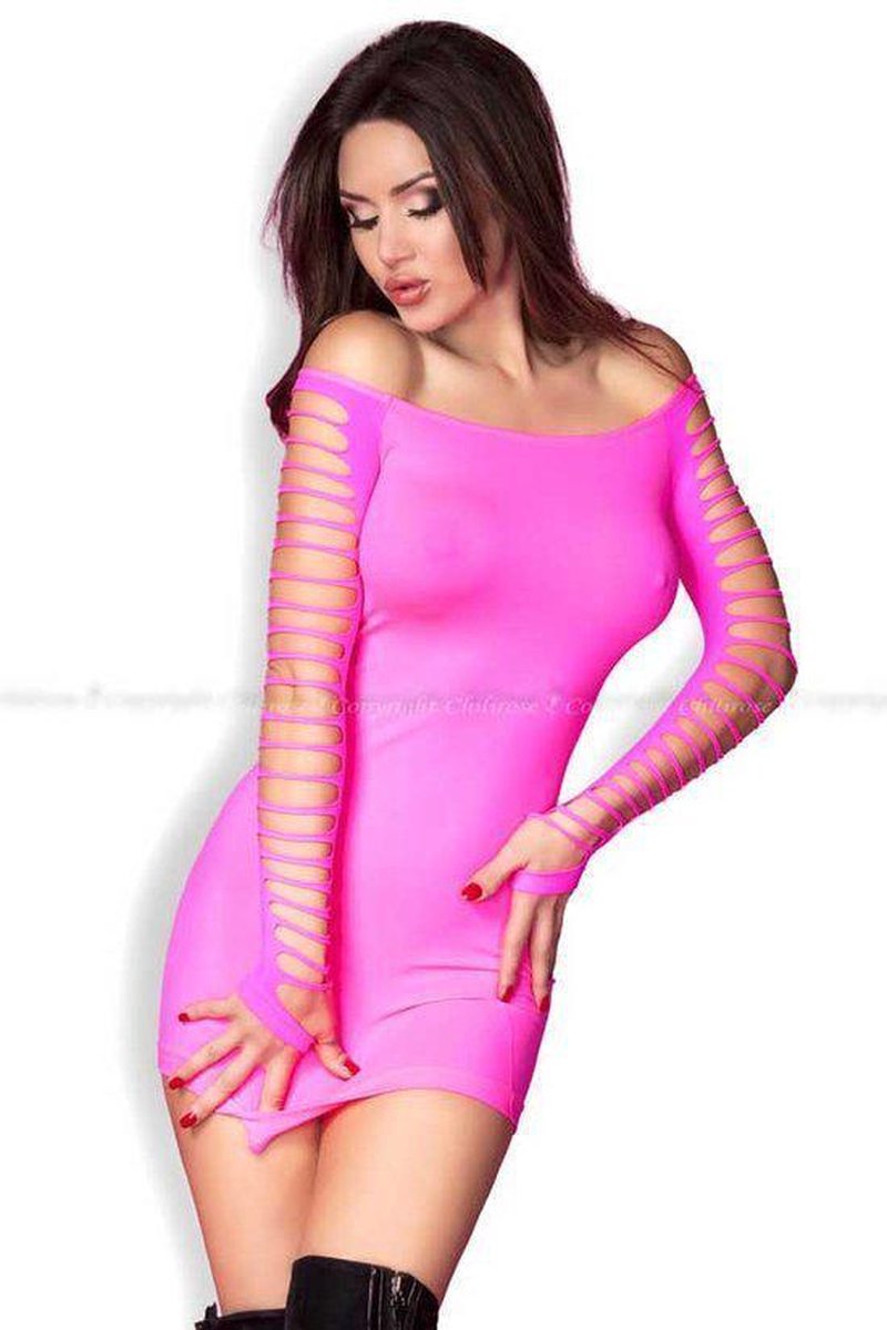 Roze naadloos mini jurkje