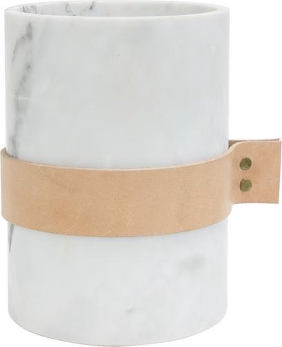 ECO Design Vaas 10x12cm Wit met Lerenband
