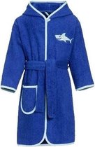 Blauwe badjas/ochtendjas haai borduursel voor kinderen - Playshoes kinder badstof badjas 122/128 (7-8 jr)