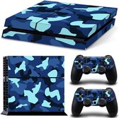 Army Camo / Blauw Zwart - PS4 Console Skins PlayStation Stickers