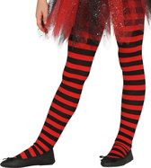 Heksen verkleedaccessoires panty maillot rood/zwart voor meisjes