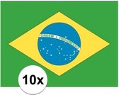 10x stuks Vlag Brazilie stickers