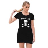 Piraten verkleed jurkje met doodshoofd zwart voor dames - pirates 44