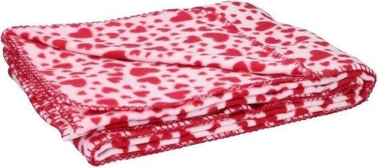 Fleece plaid deken met rode hartjes 120 x 160 cm | bol.com