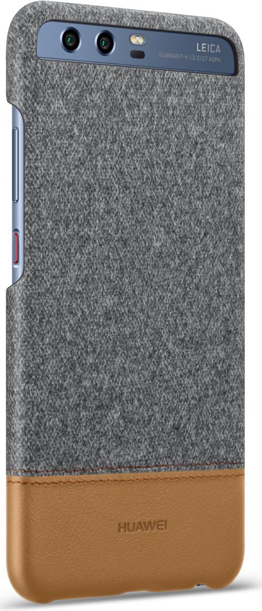 Huawei cover - licht grijs/bruin leder - voor Huawei P10