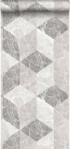Origin Wallcoverings behangpapier 3D marmer motief beige en taupe - 347317 - 53 cm x 10,05 m