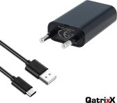 USB lader reislader slimline + 3 meter data kabel Zwart USB-C Type-C