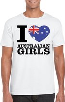 I love Australian girls t-shirt wit heren 2XL
