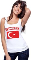 Singlet shirt/ tanktop Turkse vlag wit dames L