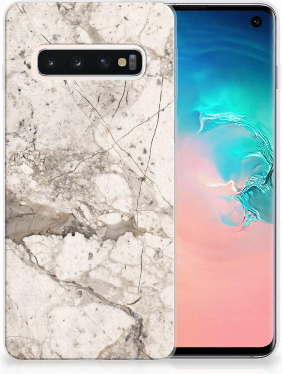 Samsung Galaxy S10 TPU Siliconen Hoesje Marmer Beige