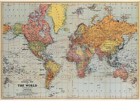 Junior zuiger Tweede leerjaar Vintage Poster Wereldkaart - Cavallini & Co Map World | bol.com