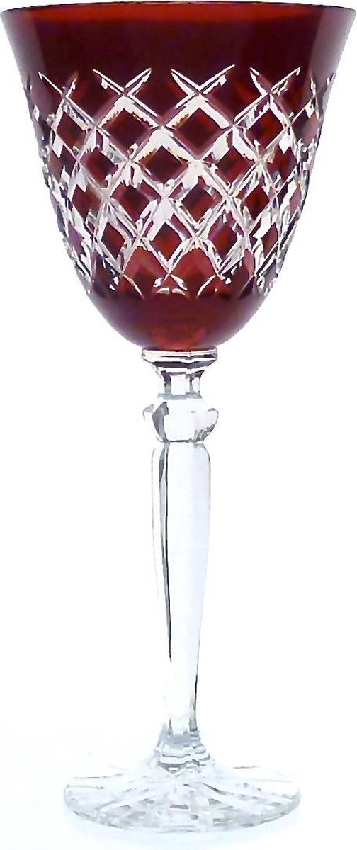 Mond geblazen kristallen wijnglazen - Wijnglas MAICHEL - antic ruby - set van 2 glazen - gekleurd kristal