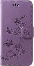 Samsung Galaxy M20 (Power) Hoesje - Bloemen Book Case - Paars