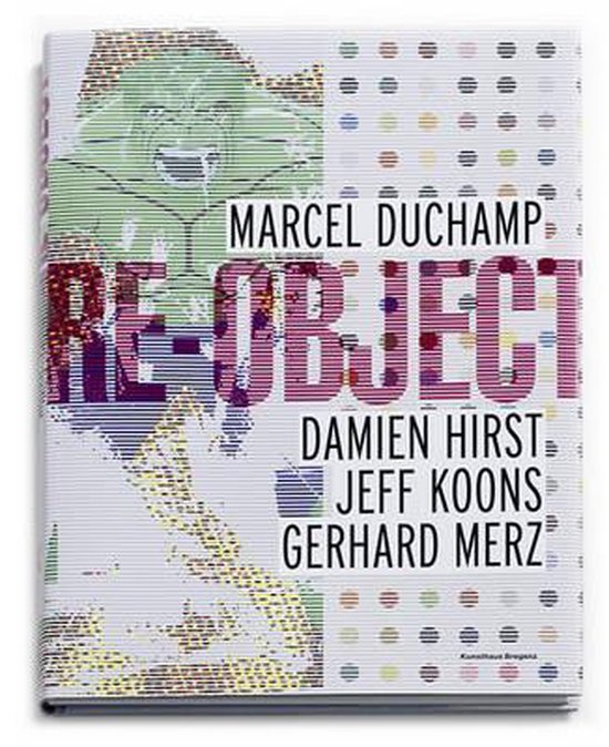 Boek 'Re-object' met gestileerde gezichten en een raster van gekleurde stippen.