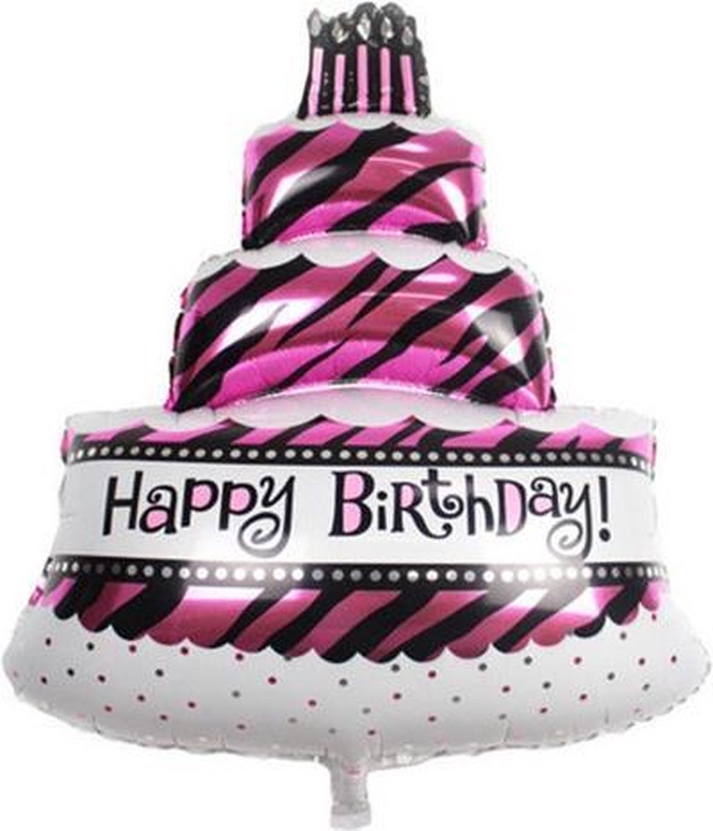 Meerdere diagonaal verjaardag Grote happy birthday slagroomtaart met kaarsjes ballon 48 cm | bol.com