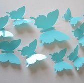 24 stuks muursticker 3D vlinders Licht blauw / Vlinders Muursticker / Muurdecoratie Voor Kinderkamer / Babykamer / Slaapkamer - Vlinder Sticker licht blauw