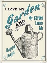 Tuin retro muurplaat I Love My Garden 15 x 20 cm