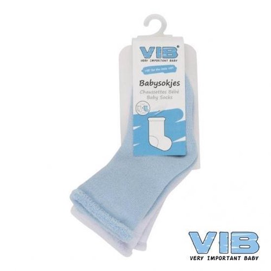 VIB - Babysokjes - Set - 1 Paar Blauw - 1 Paar Wit - Maat 17/18