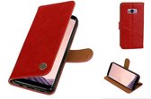 MP Case® PU Leer Vintage Look Rood Hoesje voor Samsung Galaxy S8 book case wallet case