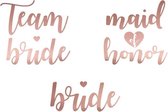Partydeco - Team Bride - Tattoos voor vrijgezellenfeest - Rose Goud (13 stuks)