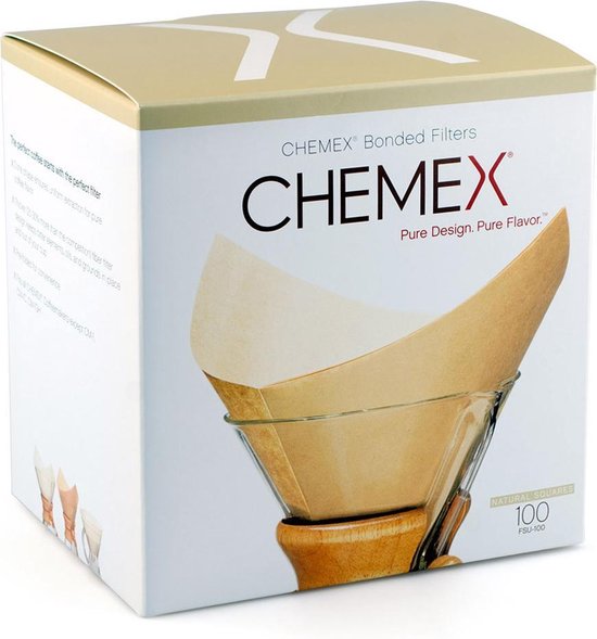 Chemex Filters vierkant (bruin) voorgevouwen 6-8-10-kops - 100 stuks
