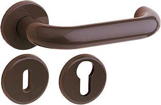 calorie Kreunt Economisch Linea Bertomani paar deurkrukken met rozetten en sleutelplaten kunststof  donker grijs | bol.com