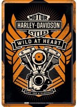 Harley Davidson Wild at Heart Metalen Postcard 10x14 cm