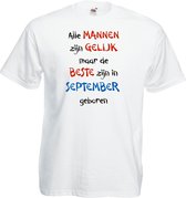 Mijncadeautje - T-shirt - wit - maat 3XL- Alle mannen zijn gelijk - september