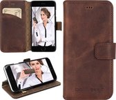 Bouletta Lederen Apple iPhone 8 Plus Hoesje - Walle Case Antic Coffee